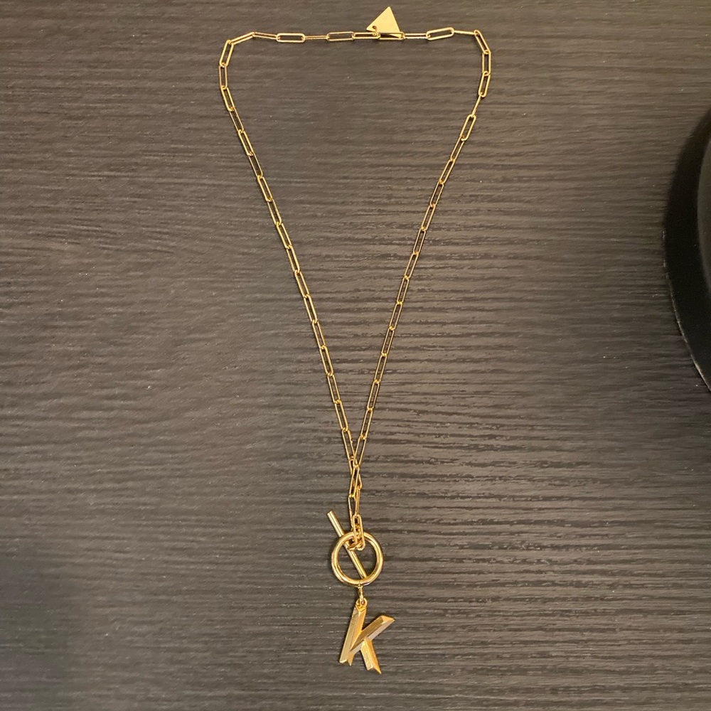 Anthropologie Chubby Toggle Initial Necklace in letter “K”